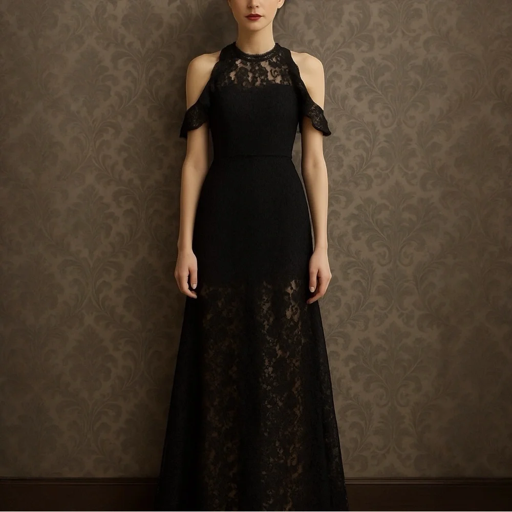 alexis lace maxi dress ALEXIS Evienne Dress DUSTY BLUE / M